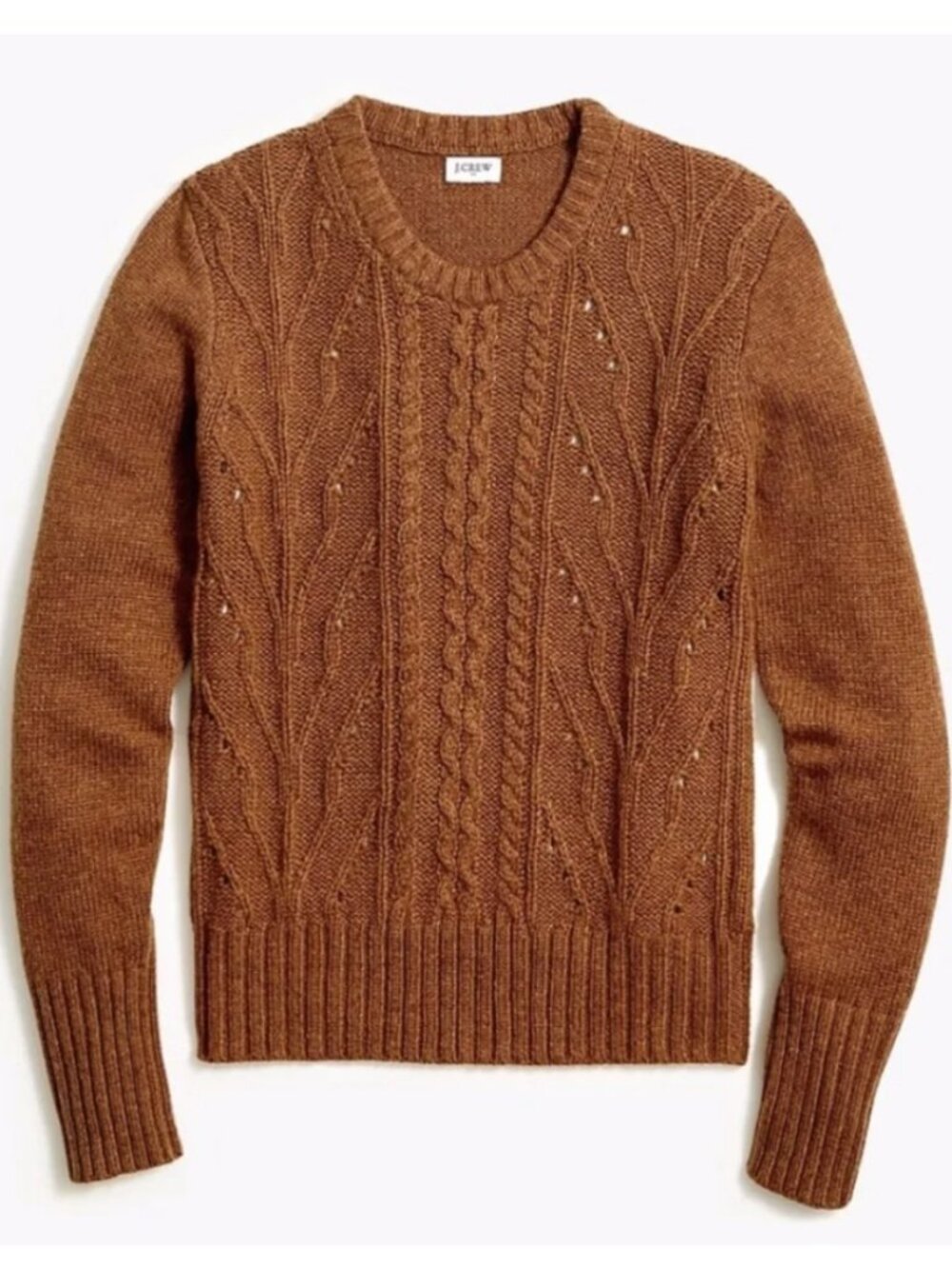J.Crew Factory Pointelle Wool Blend Cable Knit Pullover Sweater - Size XL - NWT
